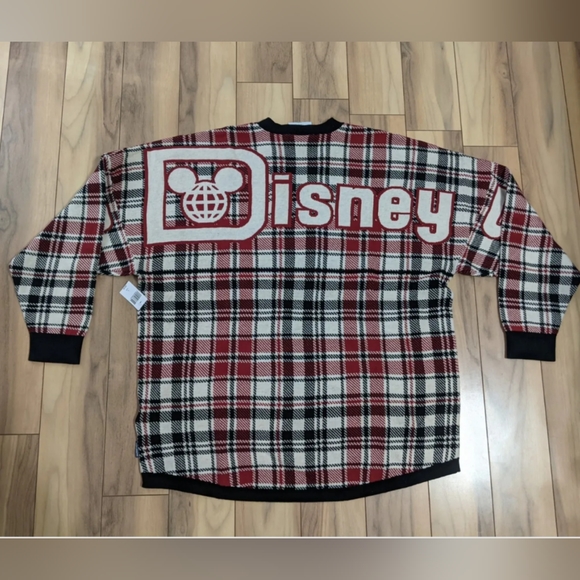NWT! Disney World Holiday Plaid Mickey Spirit Jersey Sweater Red Black Size L - Picture 10 of 14